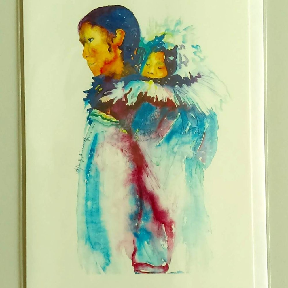 New VTG Helen Simeonoff Snooze Time Alaska Greeting Card Watercolor Baby Mother